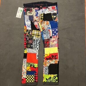 Biepa Jeans Colorful Patchwork Denim‎ Jeans Button Fly Retro Hippe Sz 38 NEW TAG